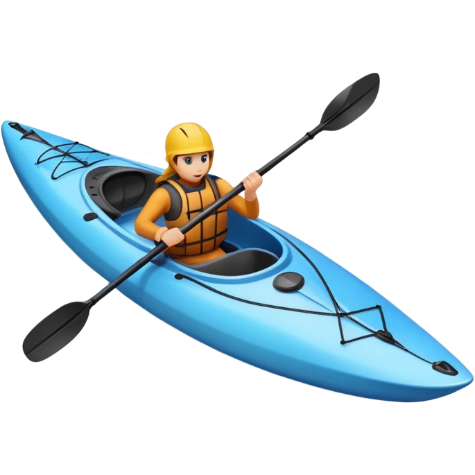 An icon showing a close-up of a sleek kayak with double-bladed paddles gliding through water. Splashes surround the boat as it cuts across a calm surface, symbolizing speed and focus. Transparent background emphasizes the dynamic and personal nature of kayak paddling. emoji