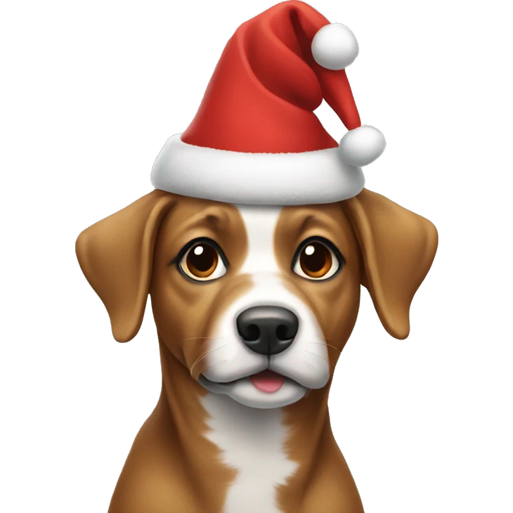 Dog wearing a Christmas hat emoji