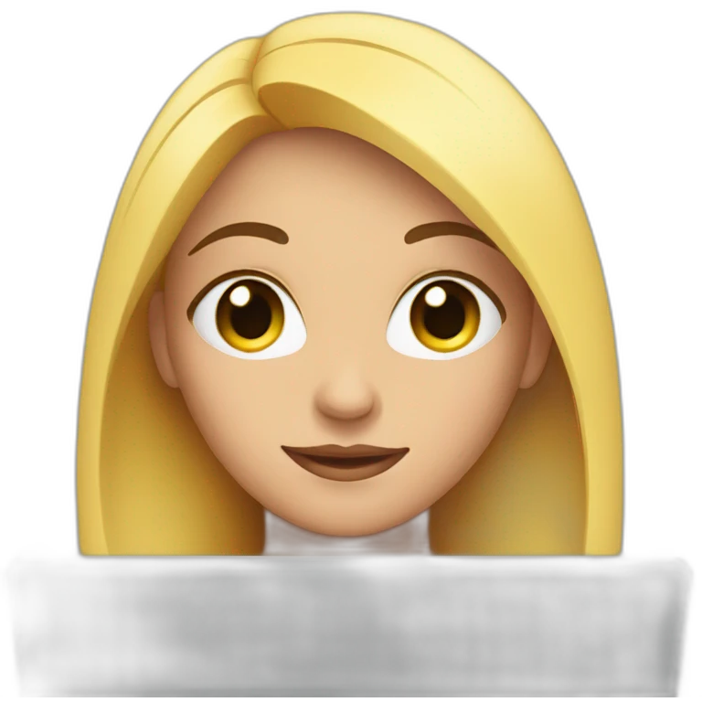 cute woman eyes behind a laptop emoji