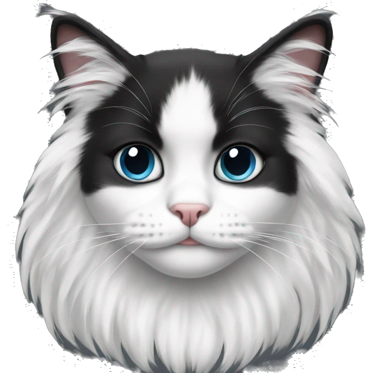 half black and half white long hair cat emoji