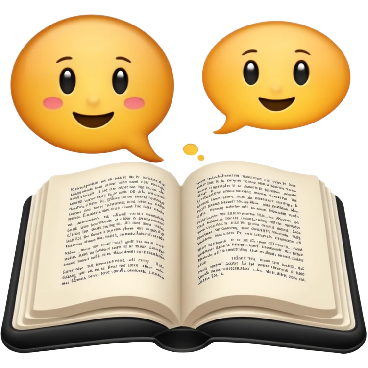 book with a speech bubble above it emoji