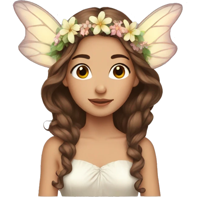 Beautiful fairy brown hair flowers emoji