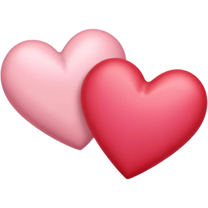 one pink heart  and one red heart emoji with subtle sakura petal texture emoji