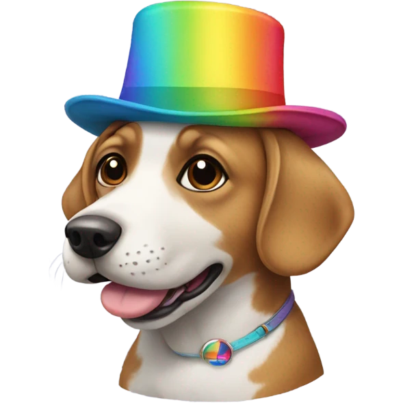 Dog with rainbow hat emoji