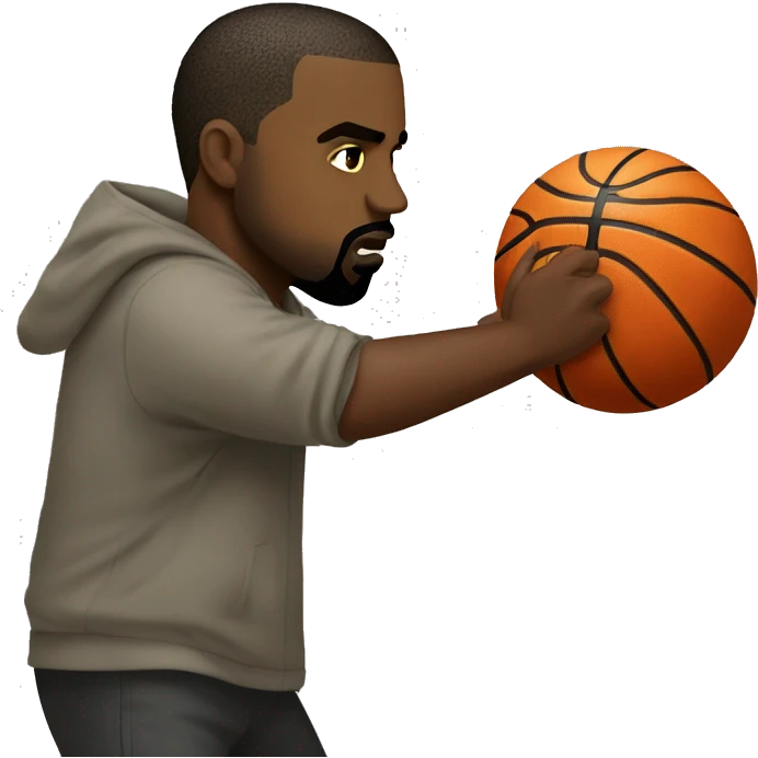 Kanye west shooting a basketball emoji