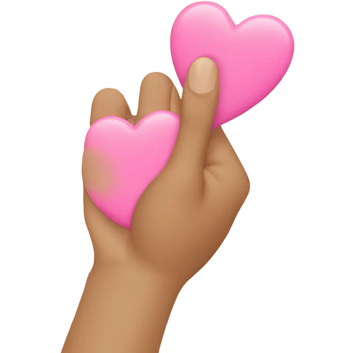 Beige hand holds pink heart emoji