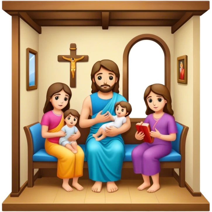 Devotional Christ with family in house emoji