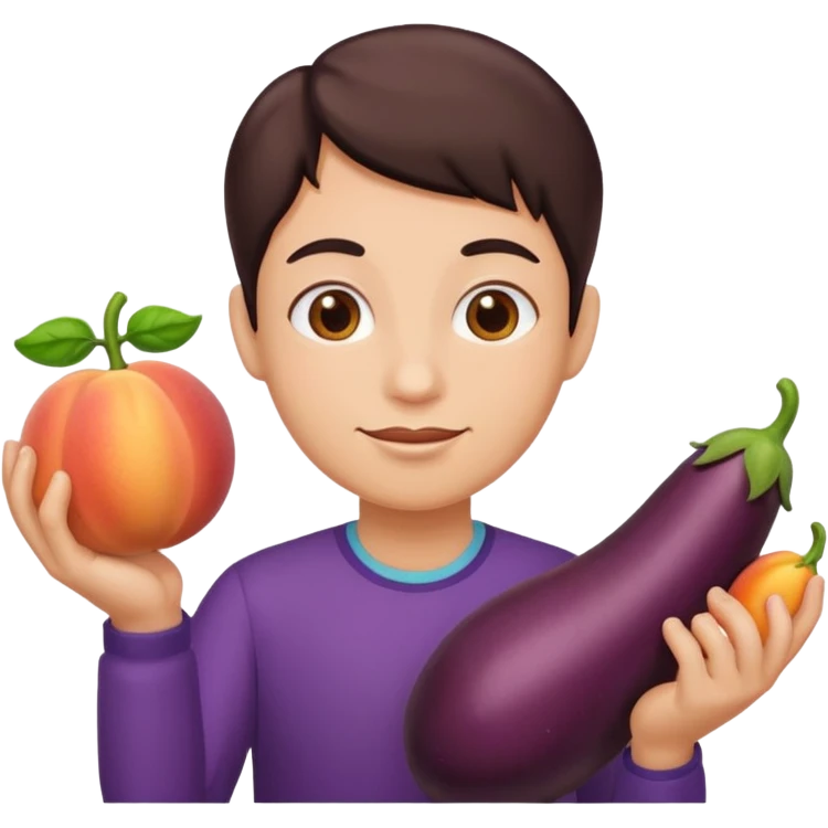 Weird emoji with her eggplant and peaches emoji