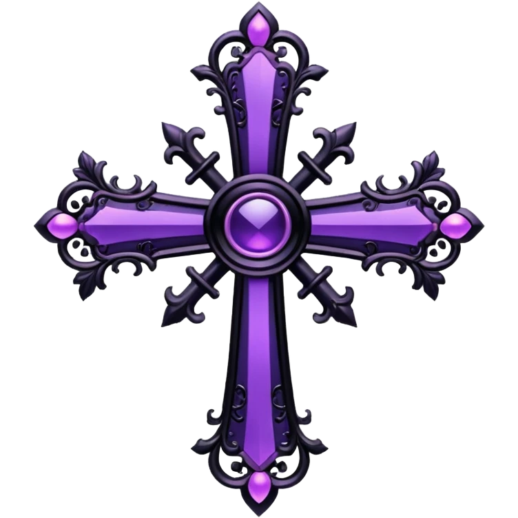 goth cross black with purple accents emoji