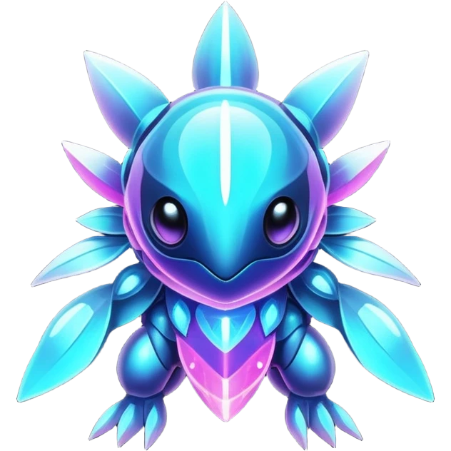  Shiny sparkly transparent bioluminescent luminescent vibrant bright pastel dark exotic iridescent colorful gradients futuristic modern cyber-Protogen-Fakémon-Pokémon-Vernid-creature emoji