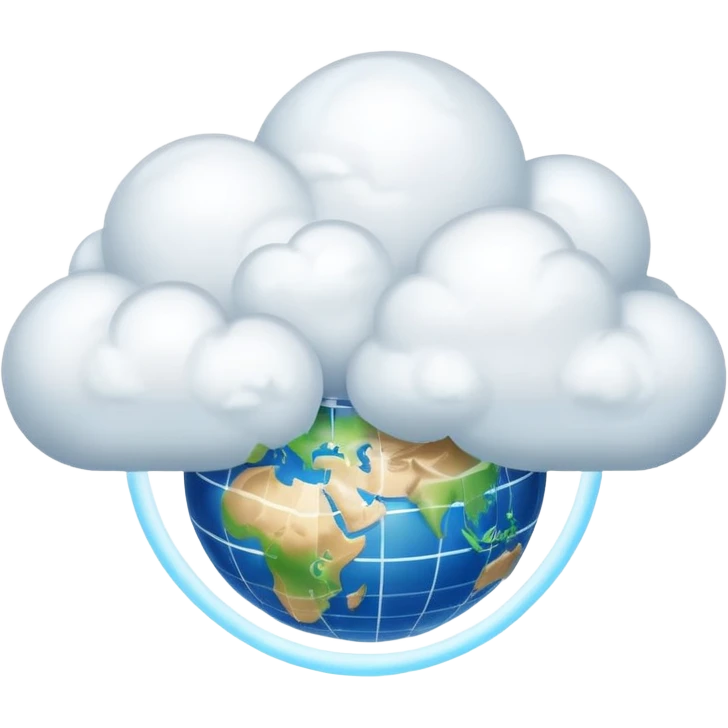 a large cloud with a glowing meridian globe emoji
