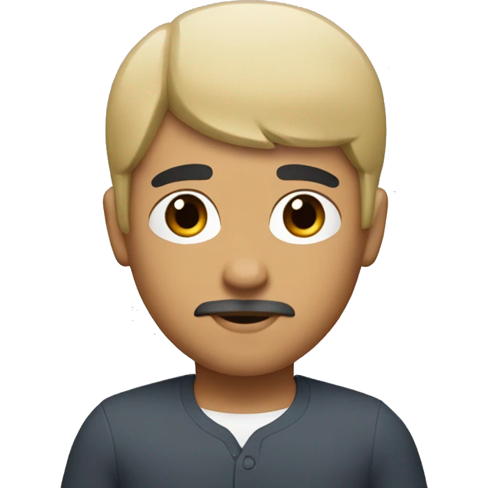 white latino with straight black hair,bowl cut and a goatee emoji