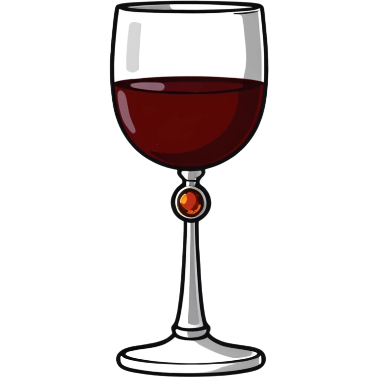 fancy silver goblet adorned with red amber stones containing dark red wine emoji