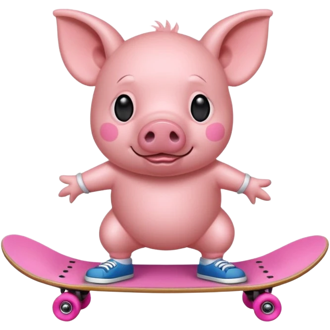 cool pig on a skateboard  emoji