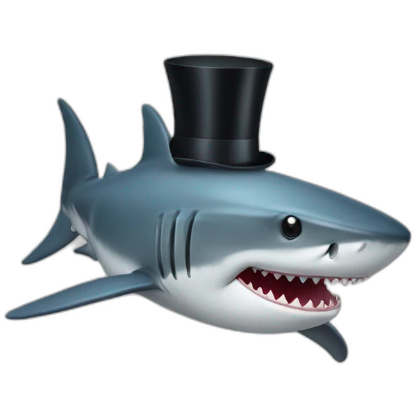 Shark with a top hat emoji