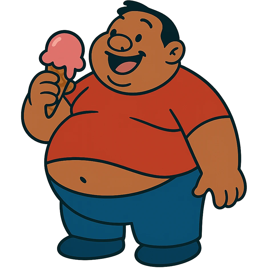 fat man with ice cream, inspired by Lilo and Stitch emoji
