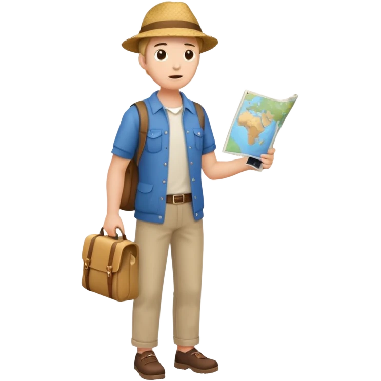 confused tourist full body, normal clothes emoji