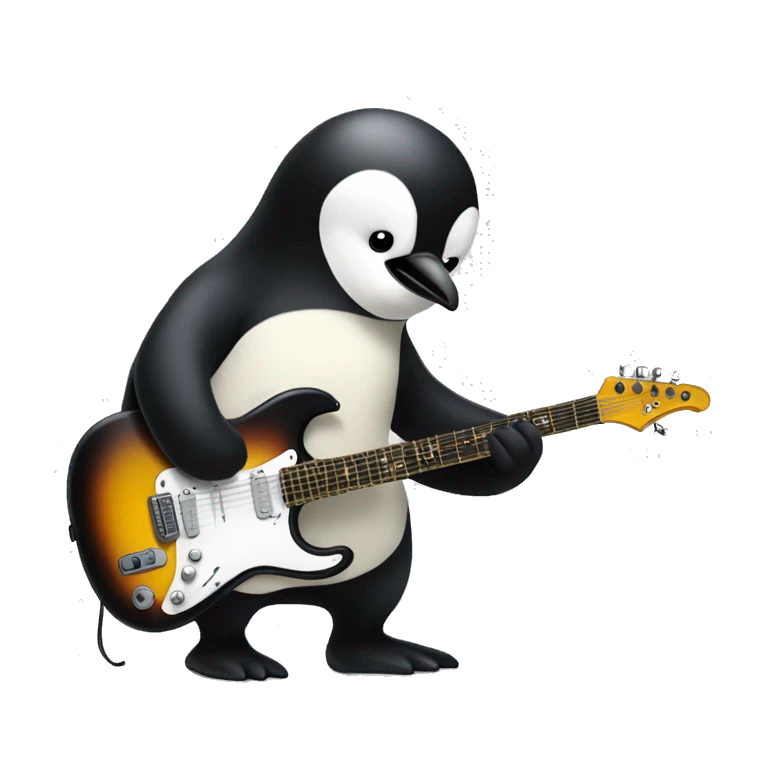 pengui playing electric guitar  emoji