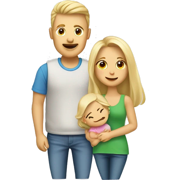 Familie, Mutter (braune Haare) Vater (blonde Haare), Baby emoji