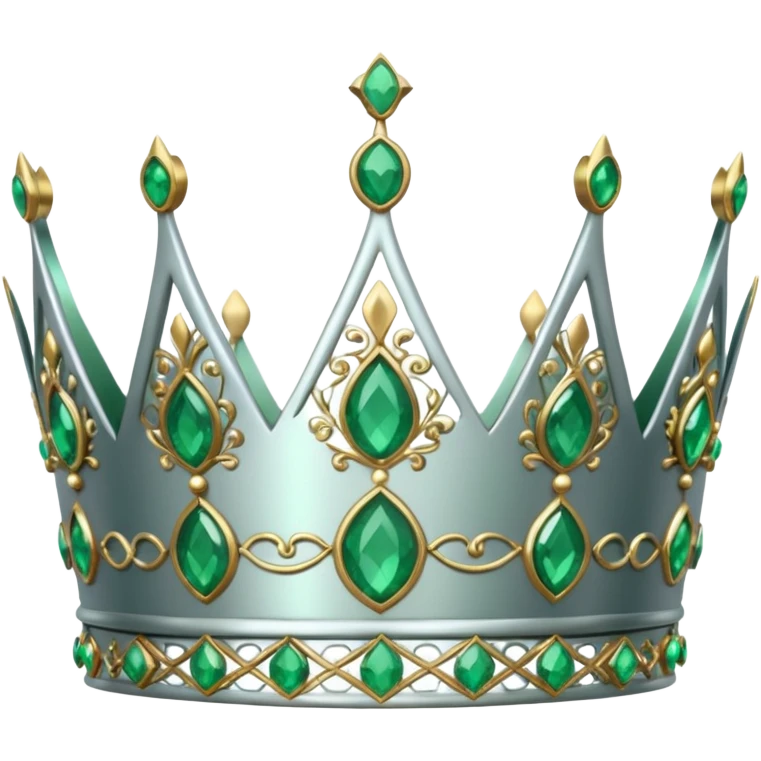 silver feminine crown with emeralds emoji