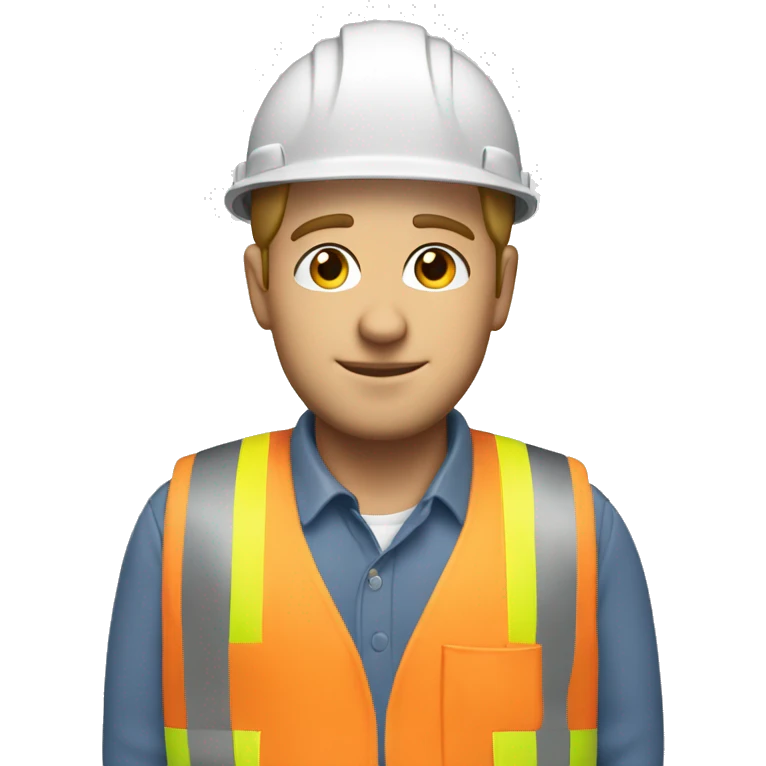White guy in construction outfit with a name tag that says Mike  emoji