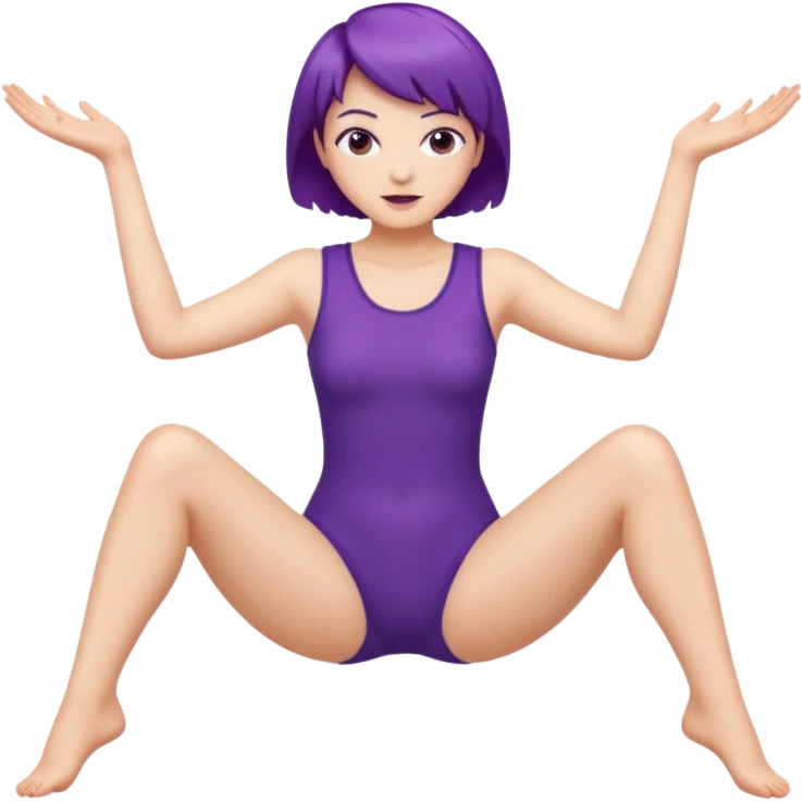 Naked woman with short purple hair with leg spread open emoji