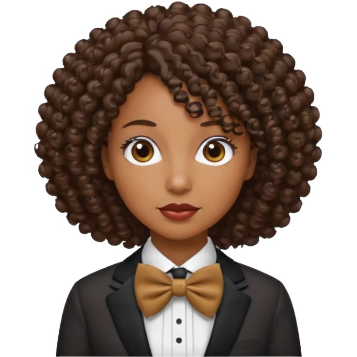 Curly-haired black woman wearing bow ties emoji