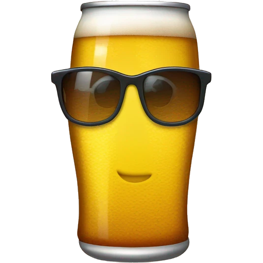Una botella de cerveza en la playa con lentes de sol  emoji