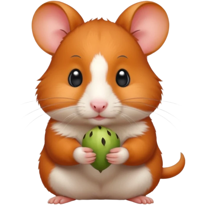 хомяк рыжего цвета с черными ушками держит в лапках семечку emoji
