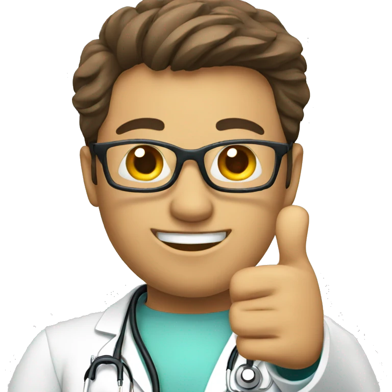 A doctor showing thumbs up emoji