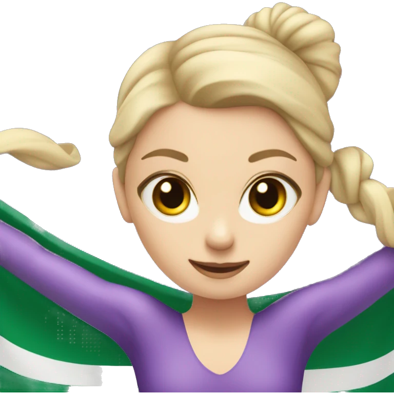 a white girl doing rhythmic gymnastics in a purple leotard  emoji