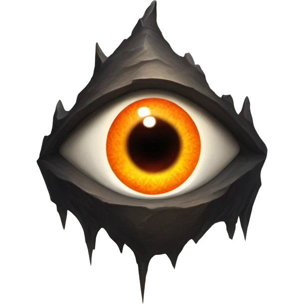 Eye of Sauron with glowing orange iris, set in a dark tower of Mordor emoji