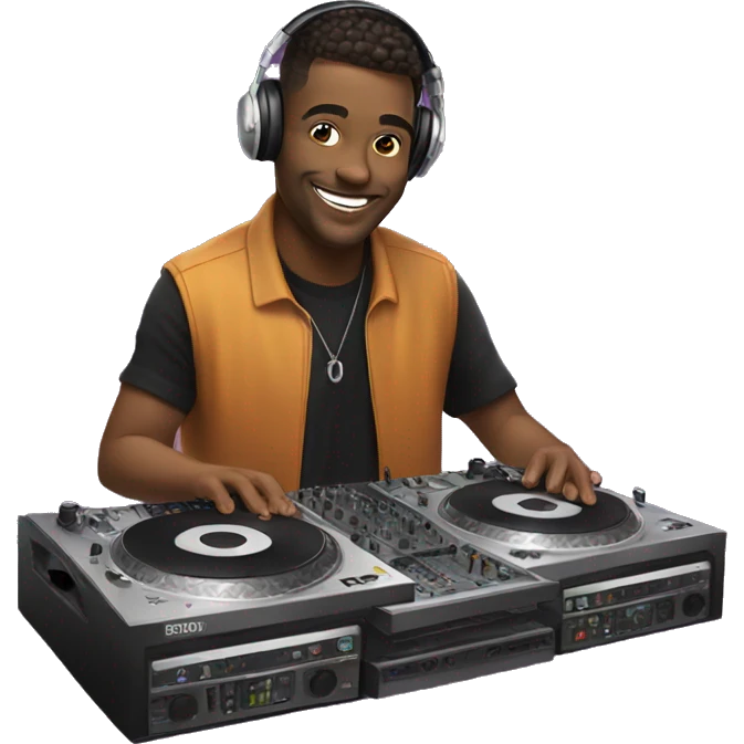 Dj on decks smiling  emoji