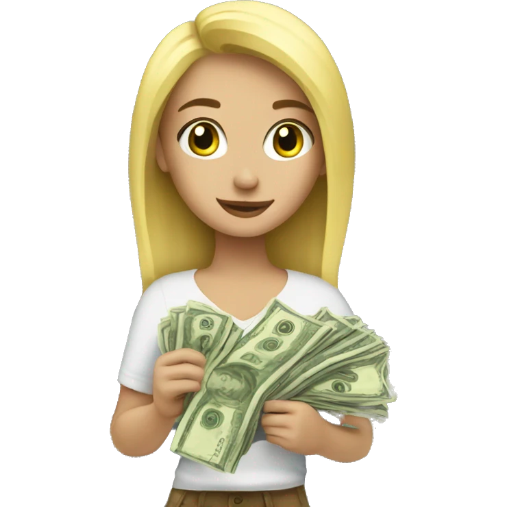 Blonde girl with money emoji