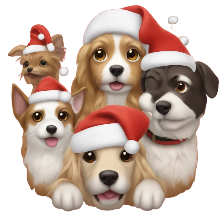 Merry Christmas text with pets emoji
