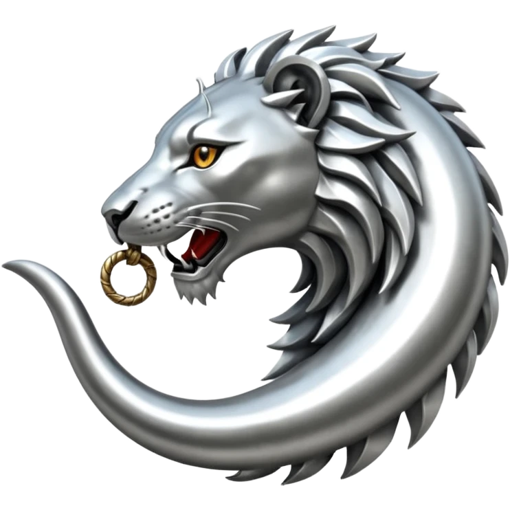 Silver Elder Scrolls Online Lion eating its tail Ouroboro emoji