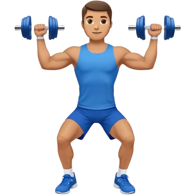 man with blue shorts doing side-lateral raise (T pose) with light dumbbells emoji