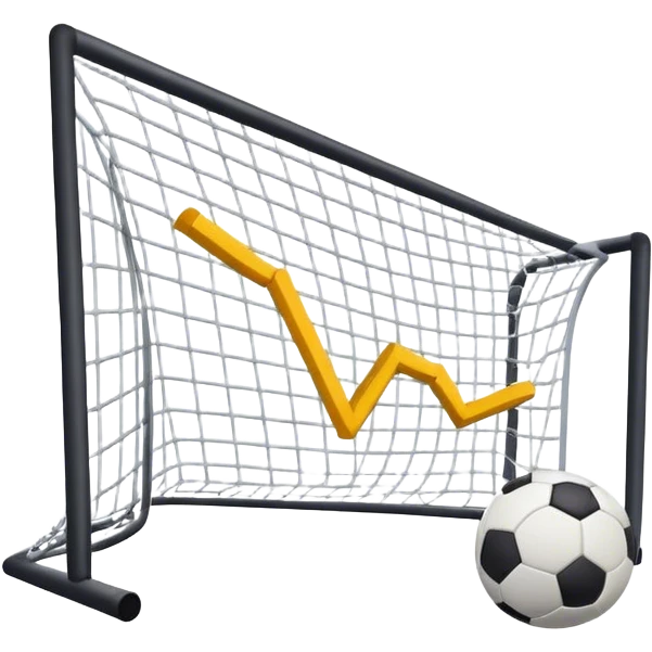 Cinematic realistic 3d growing bar graph in a soccer goal emoji