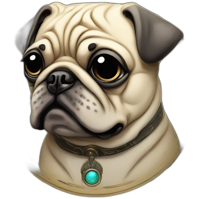 A cyberpunk pug in Art Nouveau style during 1910 emoji