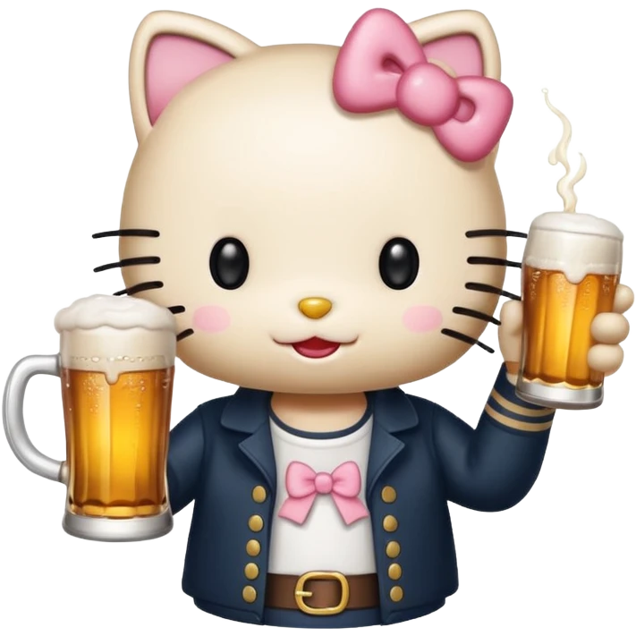 hello kitty with beer emoji