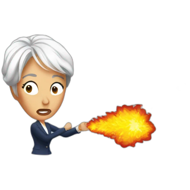Christine Lagarde spitting fire emoji