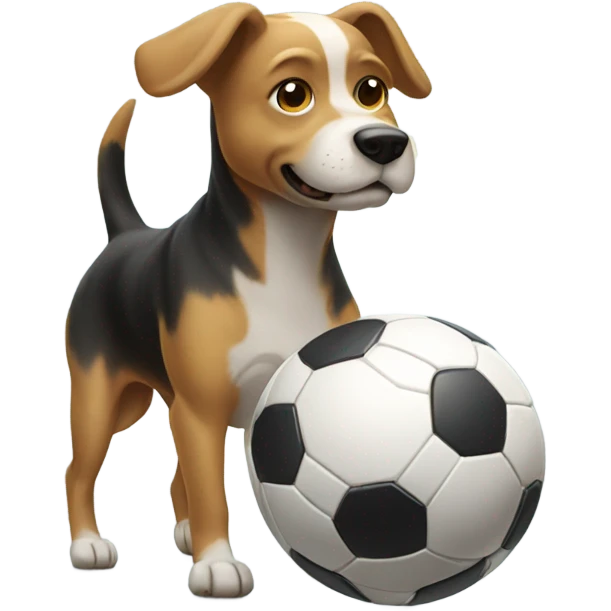 Dog playing soccer emoji