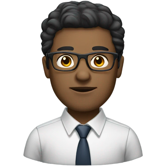 man with glasses with dark hair and light skin working in office emoji