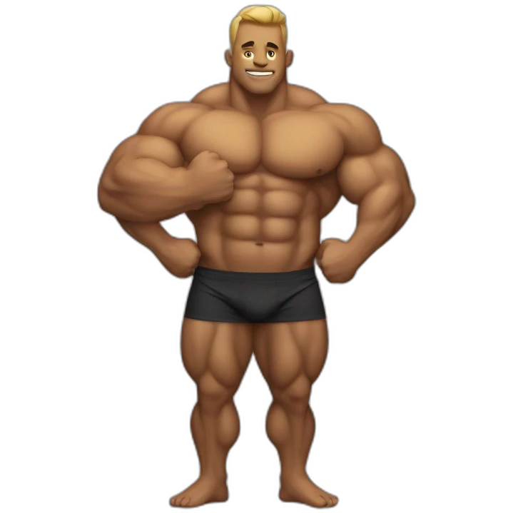 Bodybuilder with belly emoji