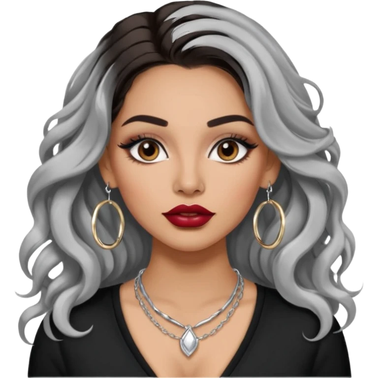 Latina makyaj olsun, düz fiyatlar, halka küpeler büyük gümüş renginde olsun, kolye taksın gümüş renginde. Günümğzdeki latina girl ler gibi olsun saçı uzun olsun. crop olmasın baddy giyisin. makyaj bol olsun, dudak kalemi dudağını dolgun yapsın, kirpiği olsun, saçı kaparık olmasın emoji