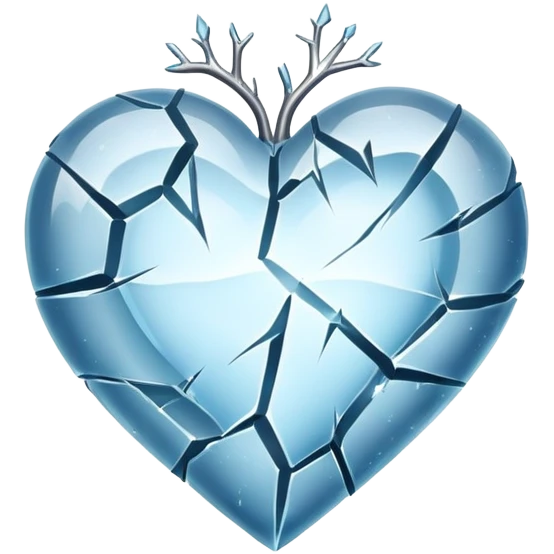 An icy frozen heart with a black theme emoji