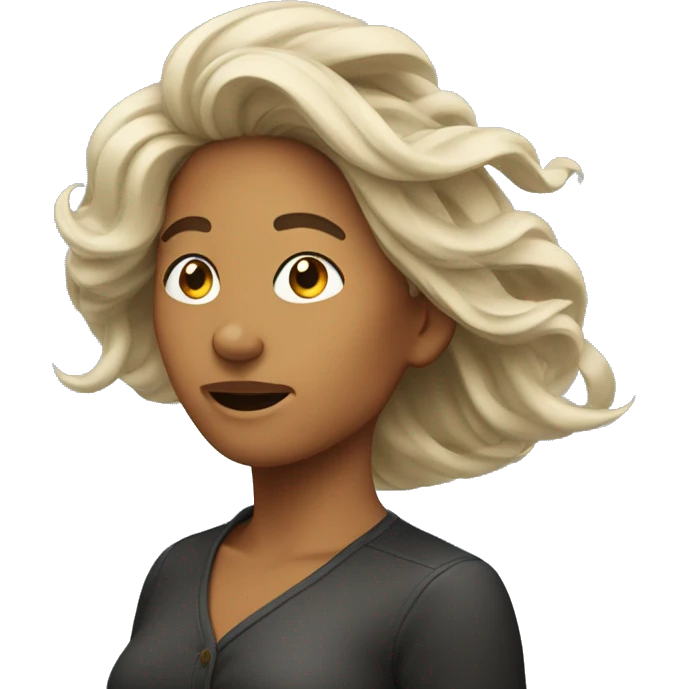 A woman with hair blowing in the wind emoji
