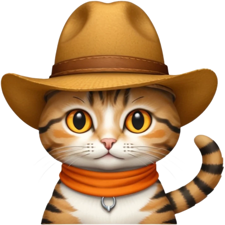 tabby cat with a wide-brimmed cowboy hat emoji
