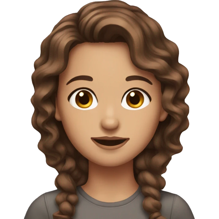 Brown hair brown eyes wavy hair girl emoji