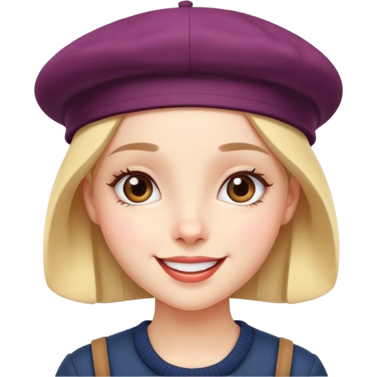girl with a beret, cheerful expression emoji